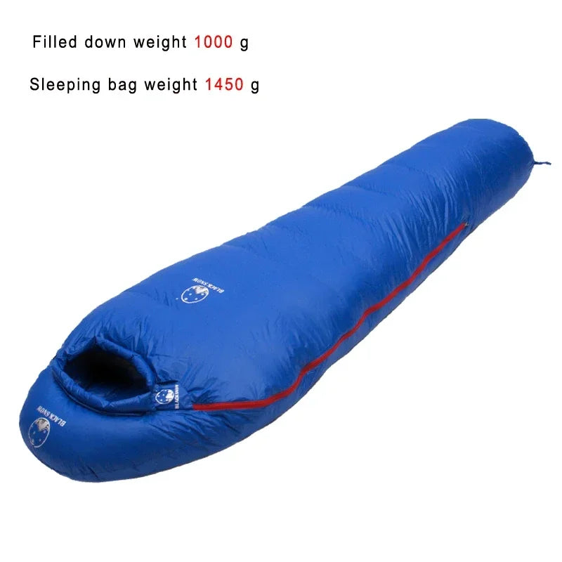 Very Warm White Goose down Filled Adult Mummy Style Sleeping Bag Fit for Winter Thermal 4 Kinds of Thickness Camping Travel