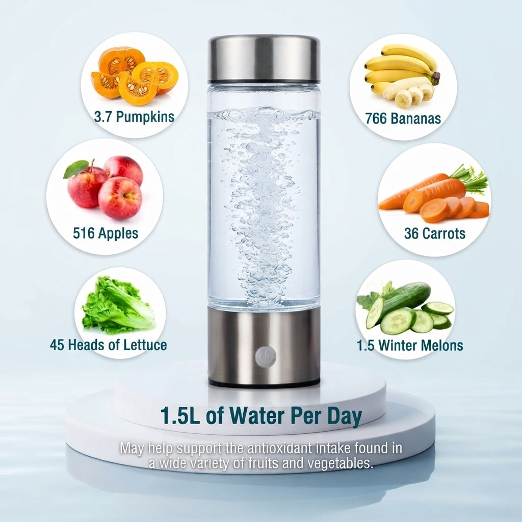 Hydrogen Water Bottle, Portable Hydrogen Water Ionizer Machine Generator Rechargeable Hydrogen Rich Water Glass Health Cup