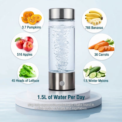 Hydrogen Water Bottle, Portable Hydrogen Water Ionizer Machine Generator Rechargeable Hydrogen Rich Water Glass Health Cup