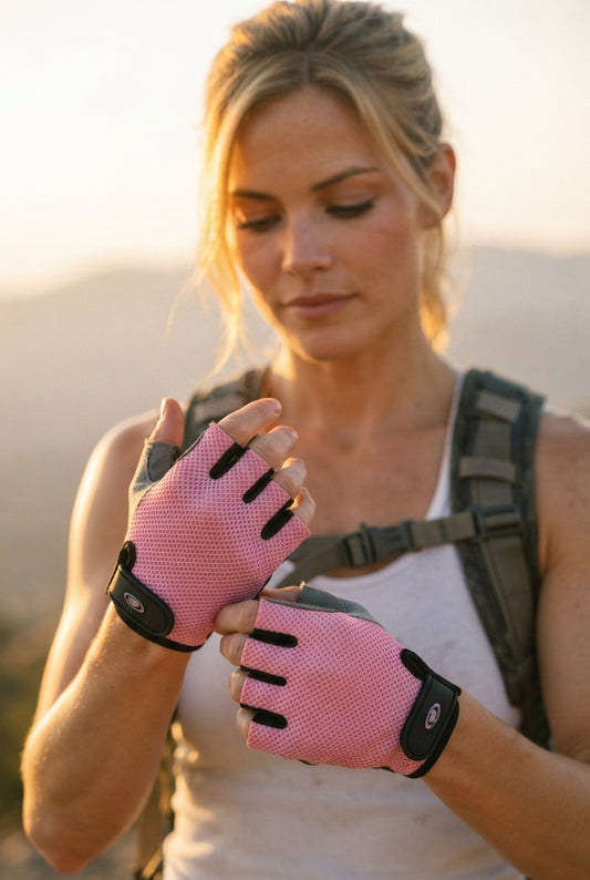 Half Finger Gloves — Gripline Fingerless Bike Gloves for Men & Women, Breathable Mesh, Anti-Slip Palm Grip, for Road, MTB, Gym & Spin